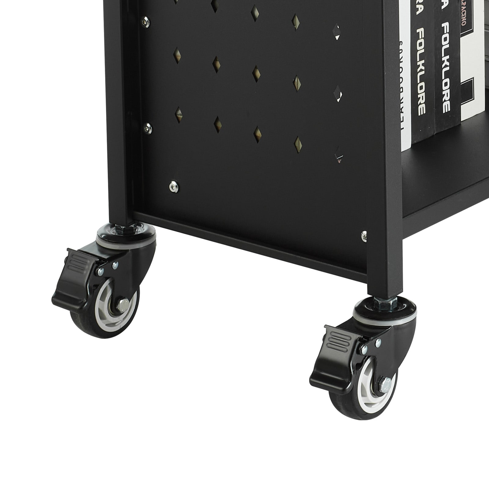 3-tier Rolling Book Cart With Single Sided Shelves In Black_voghion.com
